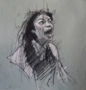 'occupy Oakland (California dreaming)', conte and pastel on paper, 28 x 28cm
