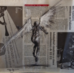 'paradis est ici (41)', conte and pastel on newsprint, 30 x 30 cm