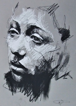 'Savenay', conte and chalk on paper, 50 x 65cm