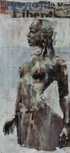 'the cardinal virtue of media temperance', oil on board, 50 x 23 cm, 2008