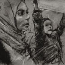 '23 january', conte and chalk on paper, 13 x 15 cm