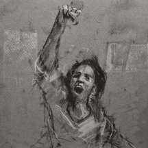 '27 january', conte and chalk on paper, 16 x 17 cm