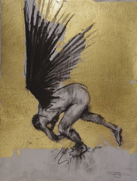 'William saw angels 3', conte and gold-leaf on paper, 25 x 30 cm