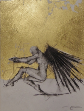 'William saw angels 9', conte and gold-leaf on paper, 25 x 30 cm