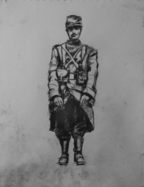 3718 armistice centenary drawing 64, compressed charcoal on paper, 27 x 33 cm 2018