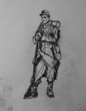 3720 armistice centenary drawing 60, compressed charcoal on paper, 27 x 33 cm 2018
