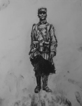 3724 armistice centenary drawing 63, compressed charcoal on paper, 27 x 33 cm 2018