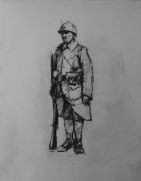 3731 armistice centenary drawing 8, compressed charcoal on paper, 27 x 33 cm 2018
