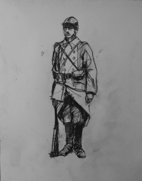 3733 armistice centenary drawing 10, compressed charcoal on paper, 27 x 33 cm 2018