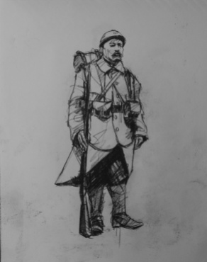 3735 armistice centenary drawing 12, compressed charcoal on paper, 27 x 33 cm 2018