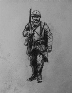 3743 armistice centenary drawing 36, compressed charcoal on paper, 27 x 33 cm 2018