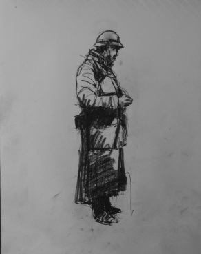 3744 armistice centenary drawing 19, compressed charcoal on paper, 27 x 33 cm 2018