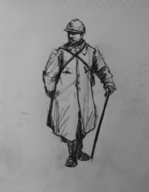 3745 armistice centenary drawing 21, compressed charcoal on paper, 27 x 33 cm 2018