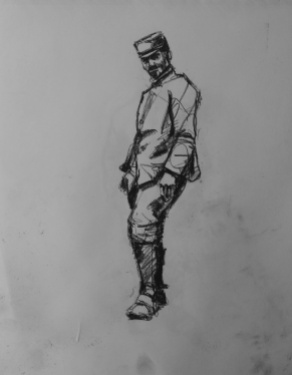 3754 armistice centenary drawing 39, compressed charcoal on paper, 27 x 33 cm 2018