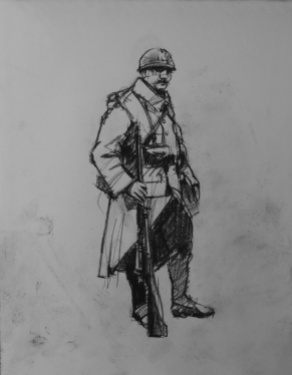 3755 armistice centenary drawing 4, compressed charcoal on paper, 27 x 33 cm 2018