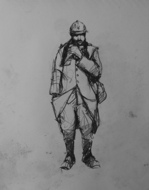 3757 armistice centenary drawing 23, compressed charcoal on paper, 27 x 33 cm 2018