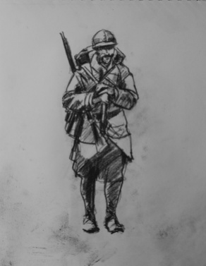 3758 armistice centenary drawing 29, compressed charcoal on paper, 27 x 33 cm 2018