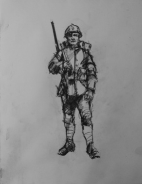 3761 armistice centenary drawing 58, compressed charcoal on paper, 27 x 33 cm 2018