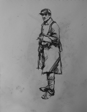 3762 armistice centenary drawing 54, compressed charcoal on paper, 27 x 33 cm 2018