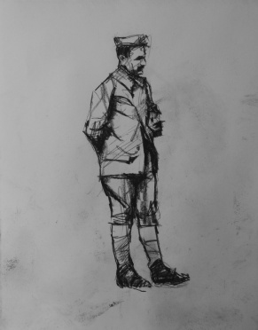 3765 armistice centenary drawing 47, compressed charcoal on paper, 27 x 33 cm 2018
