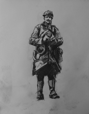 3767 armistice centenary drawing 44, compressed charcoal on paper, 27 x 33 cm 2018