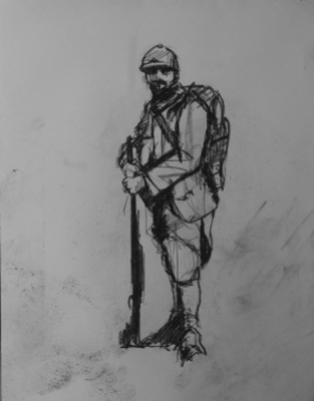 3771 armistice centenary drawing 37, compressed charcoal on paper, 27 x 33 cm 2018
