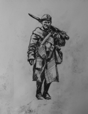 3773 armistice centenary drawing 53, compressed charcoal on paper, 27 x 33 cm 2018
