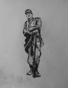 3778 armistice centenary drawing 22, compressed charcoal on paper, 27 x 33 cm 2018