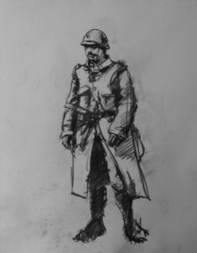 3779 armistice centenary drawing 55, compressed charcoal on paper, 27 x 33 cm 2018