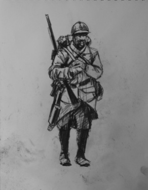 3784 armistice centenary drawing 50, compressed charcoal on paper, 27 x 33 cm 2018