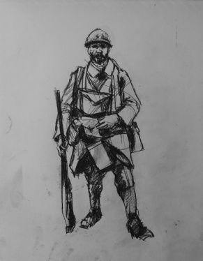 3786 armistice centenary drawing 7, compressed charcoal on paper, 27 x 33 cm 2018