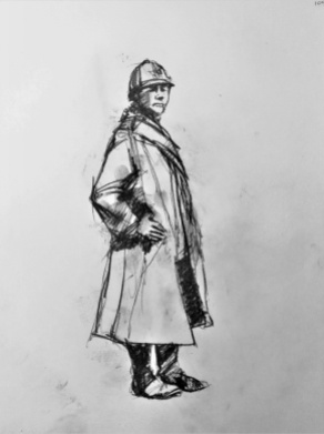 3816 armistice centenary drawing 109, compressed charcoal on paper, 27 x 33 cm 2018