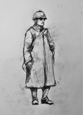 3818 armistice centenary drawing 107, compressed charcoal on paper, 27 x 33 cm 2018