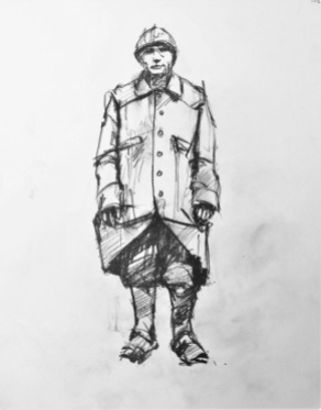 3819 armistice centenary drawing 106, compressed charcoal on paper, 27 x 33 cm 2018