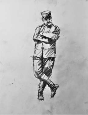 3824 armistice centenary drawing 101, compressed charcoal on paper, 27 x 33 cm 2018