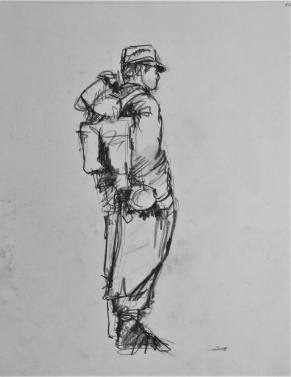 3849 armistice centenary drawing 77, compressed charcoal on paper, 27 x 33 cm 2018